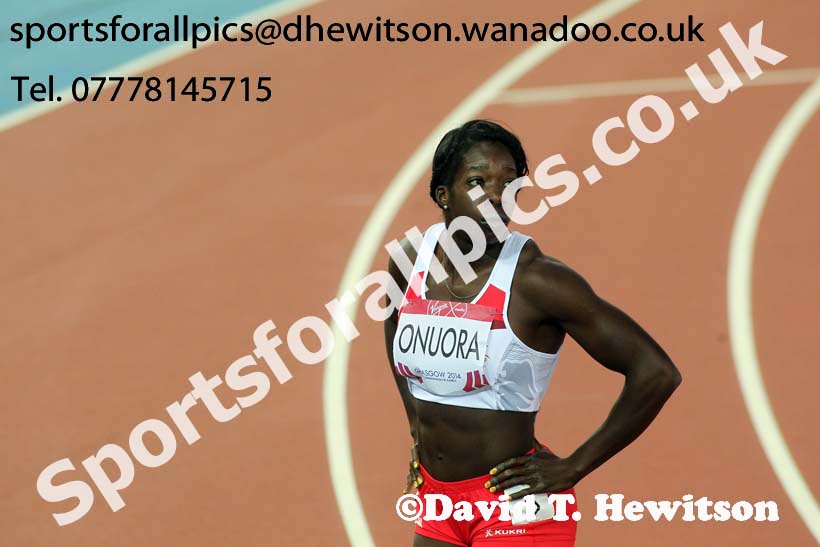 Anyika Onuora (England) 200 metres at the Commonwealth Games, Glasgow. Photo: David T. Hewitson/Sports for All Pics